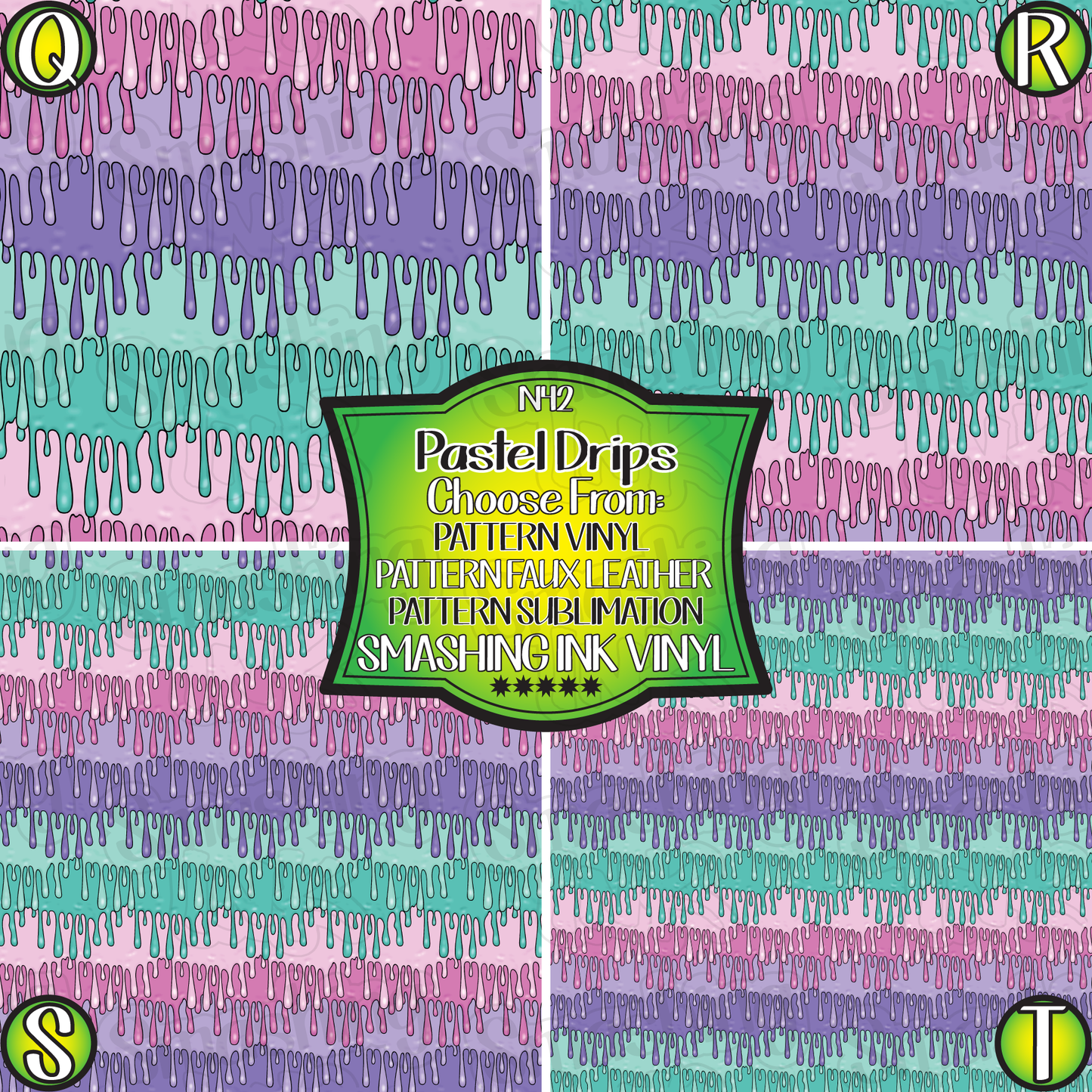 Pastel Drips ★ Printed Vinyl Sheets | Faux Leather | Laser Safe