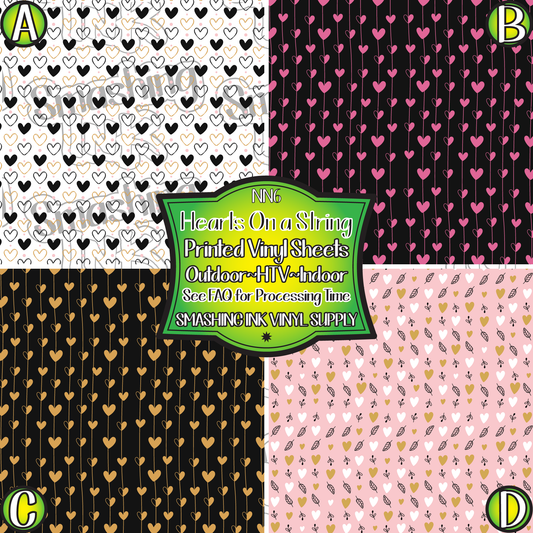 Hearts On A String ★ Printed Sheets | Faux Leather | Laser Safe
