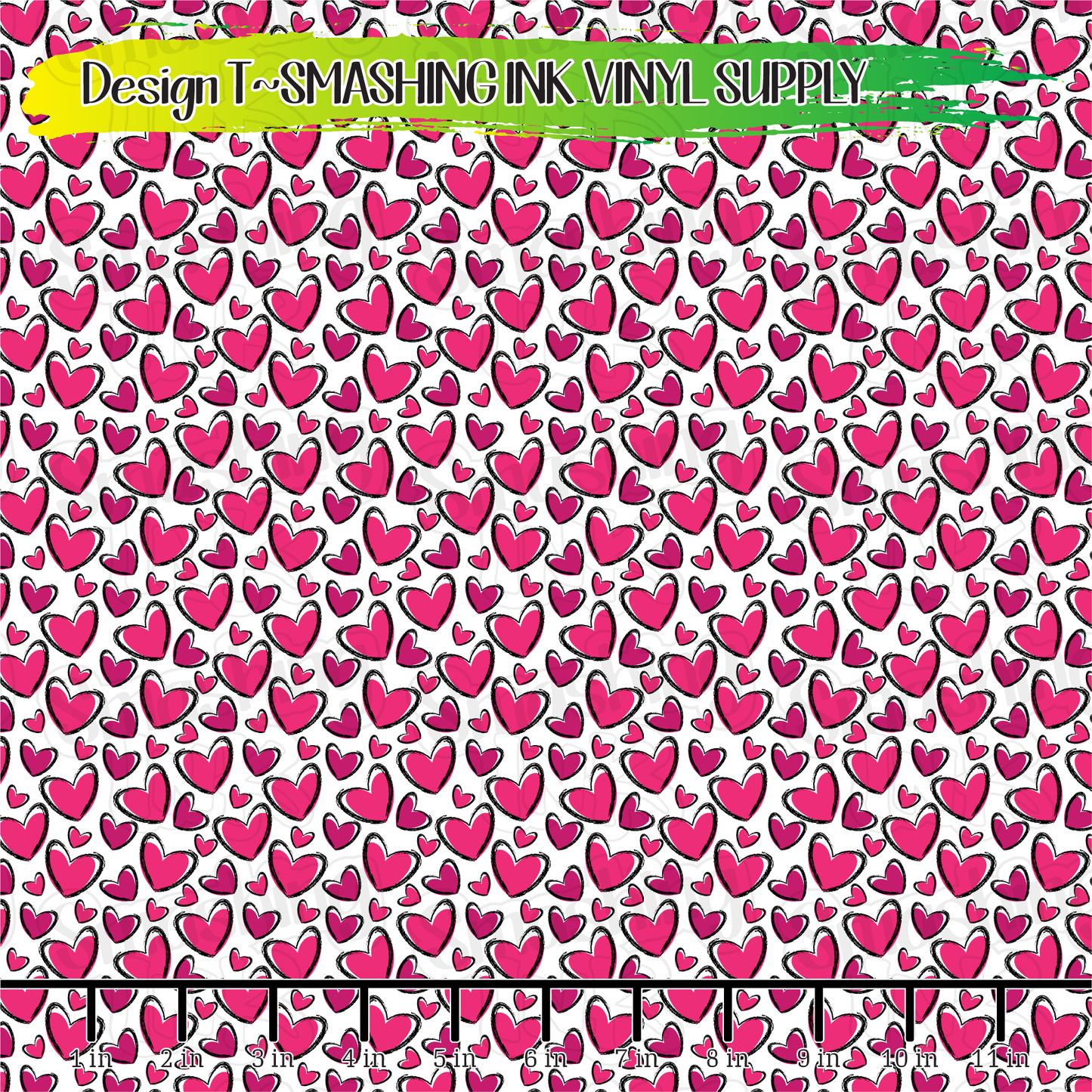 Pink & Black Hearts ★ Printed Vinyl Sheets | Faux Leather | Laser Safe