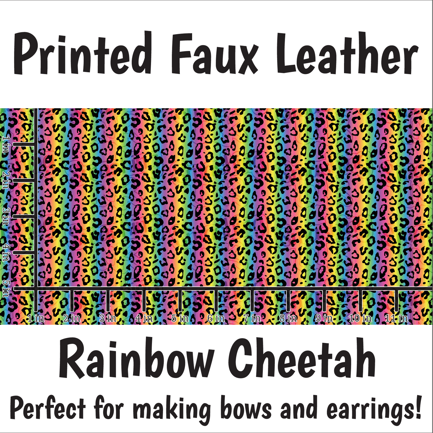 Rainbow Cheetah - Faux Leather Sheet (SHIPS IN 3 BUS DAYS)