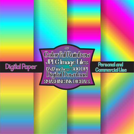 Colorful Rainbow Ombre - Digital Paper