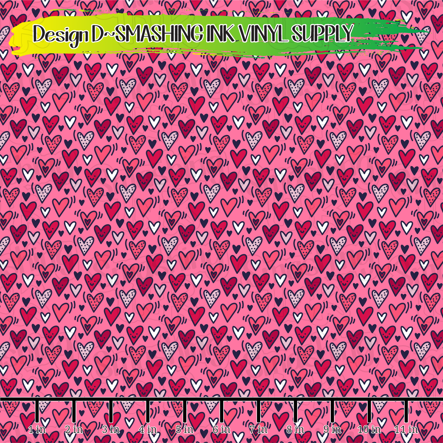 Cartoon Hearts ★ Printed Vinyl Sheets | Faux Leather | Laser Safe