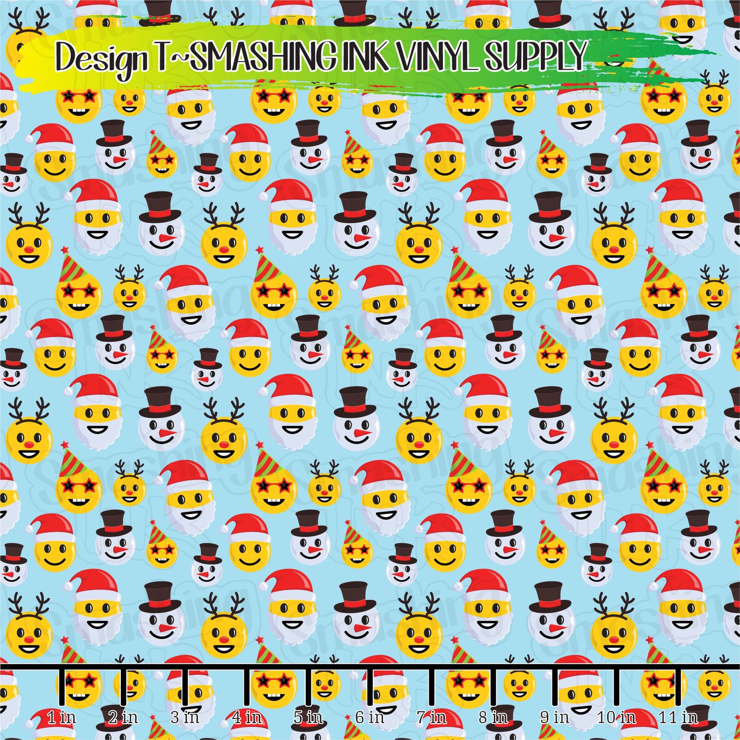 Christmas Emoji ★ Printed Vinyl Sheets | Faux Leather | Laser Safe