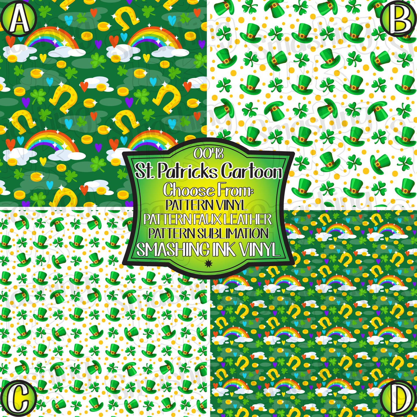 St. Patrick's Cartoon ★ Printed Vinyl Sheets | Faux Leather | Laser Safe