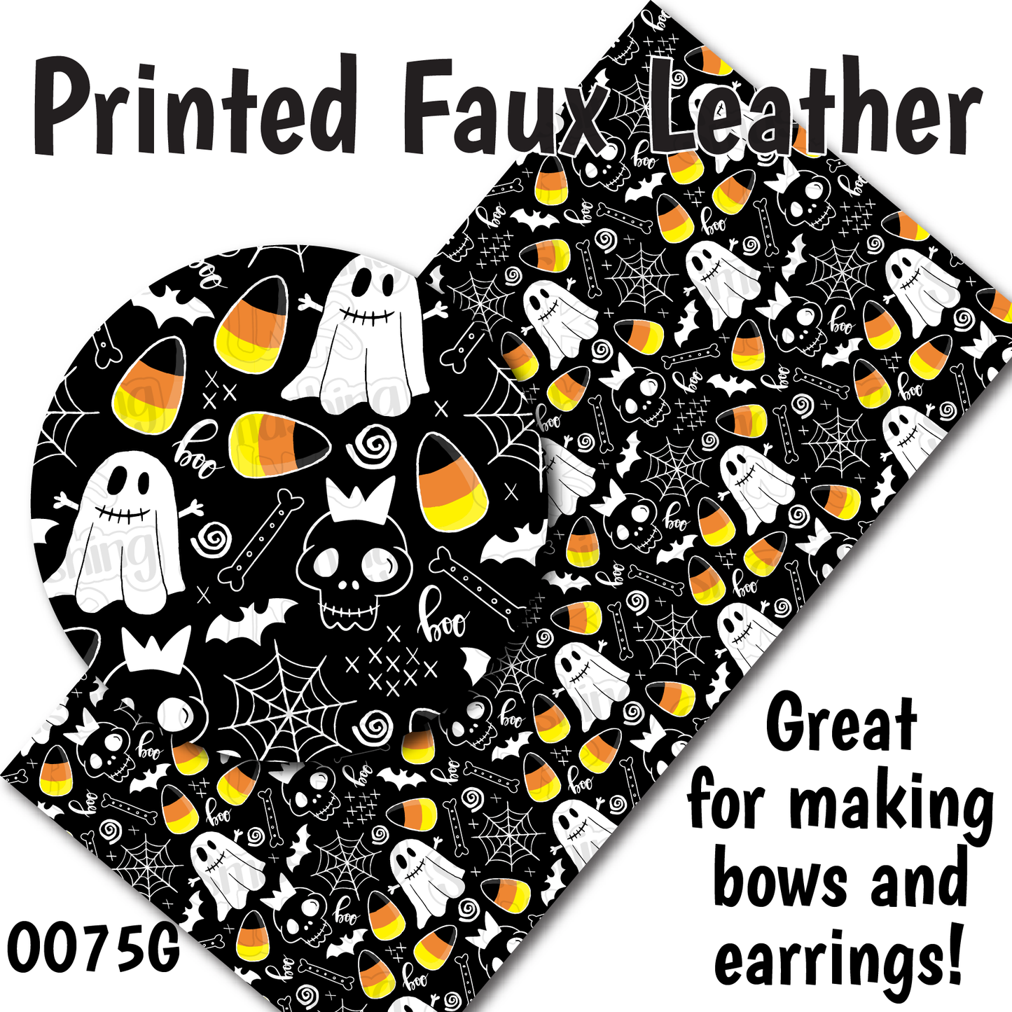 Halloween Doodles - Faux Leather Sheet (SHIPS IN 3 BUS DAYS)