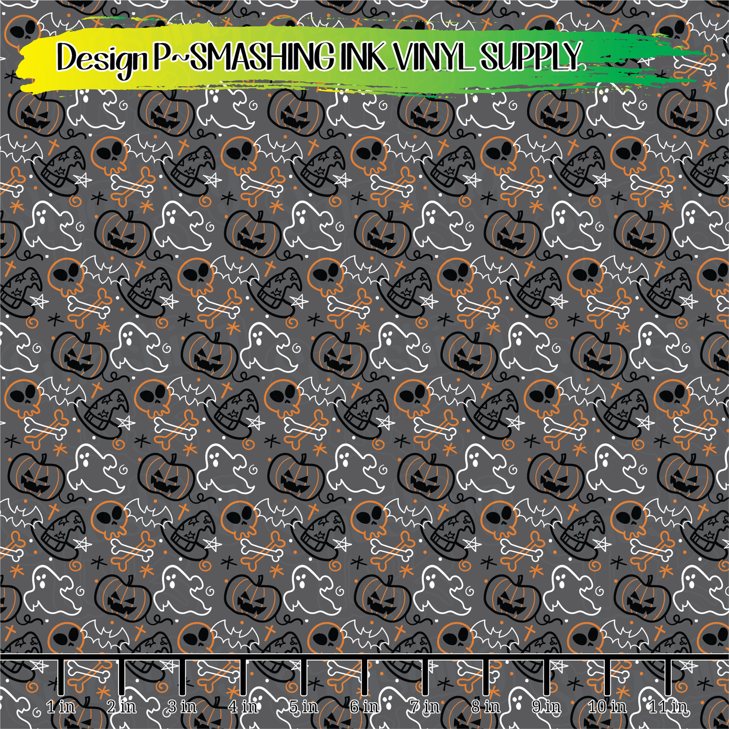 Halloween Doodles ★ Printed Vinyl Sheets | Faux Leather | Laser Safe