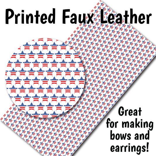 Patriotic Stars - Faux Leather Sheet (SHIPS IN 3 BUS DAYS)