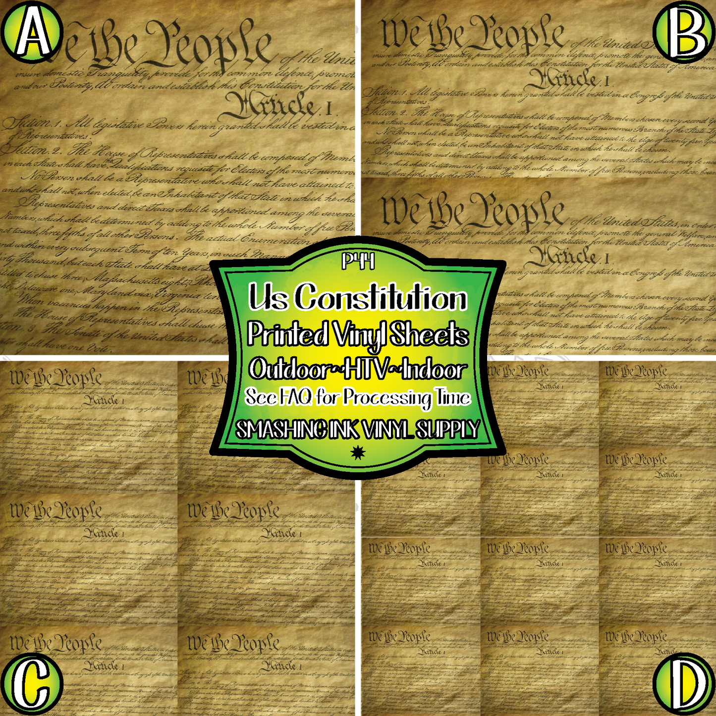 US Constitution ★ Printed Vinyl Sheets | Faux Leather | Laser Safe