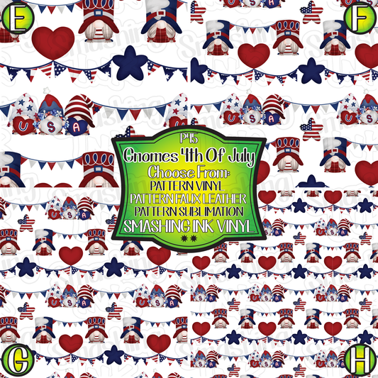 Gnome 4th Of July ★ Pattern Vinyl | Faux Leather | Sublimation (TAT 3 BUS DAYS)