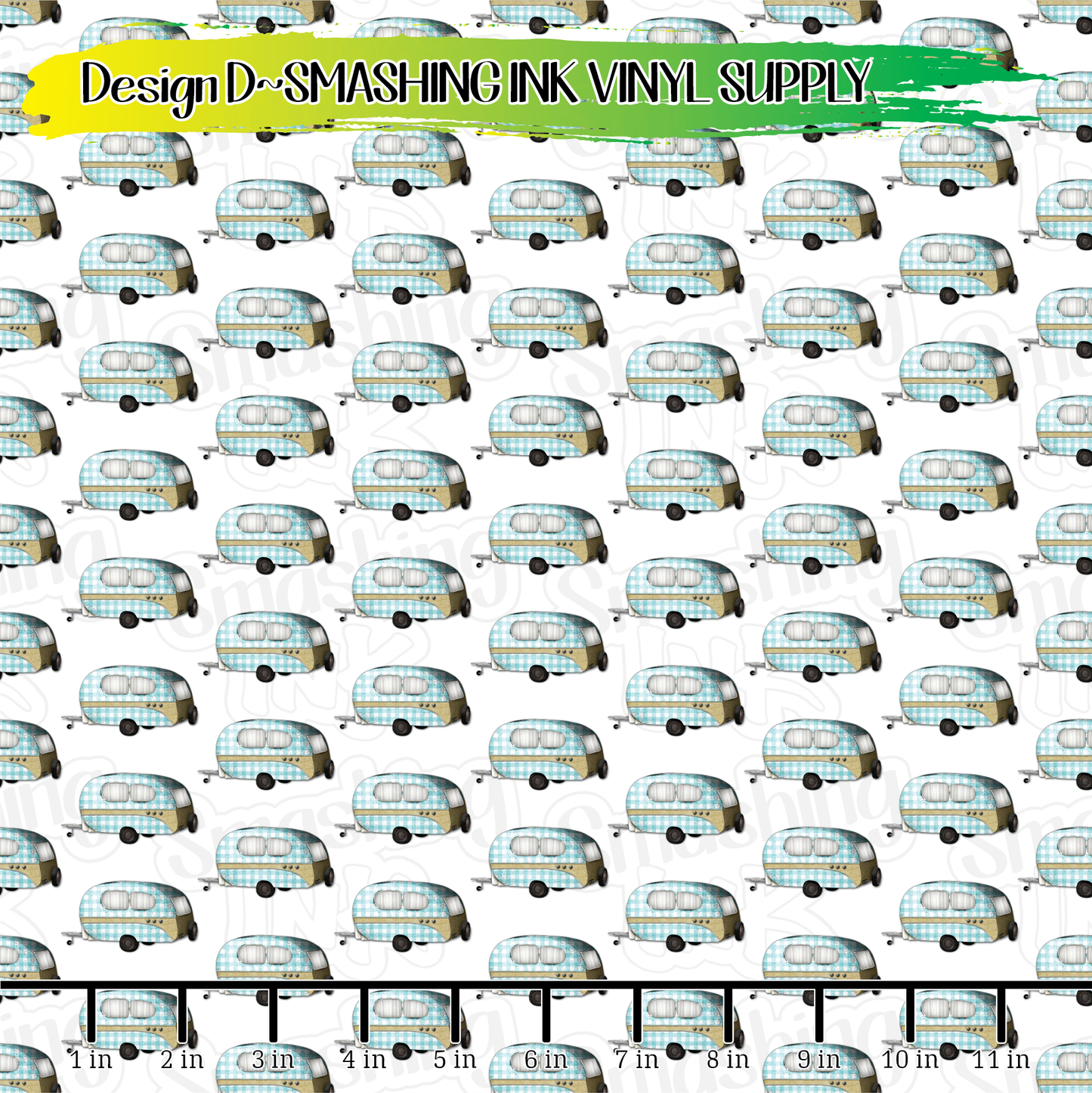 Blue Plaid Campers ★ Printed Vinyl Sheets | Faux Leather | Laser Safe