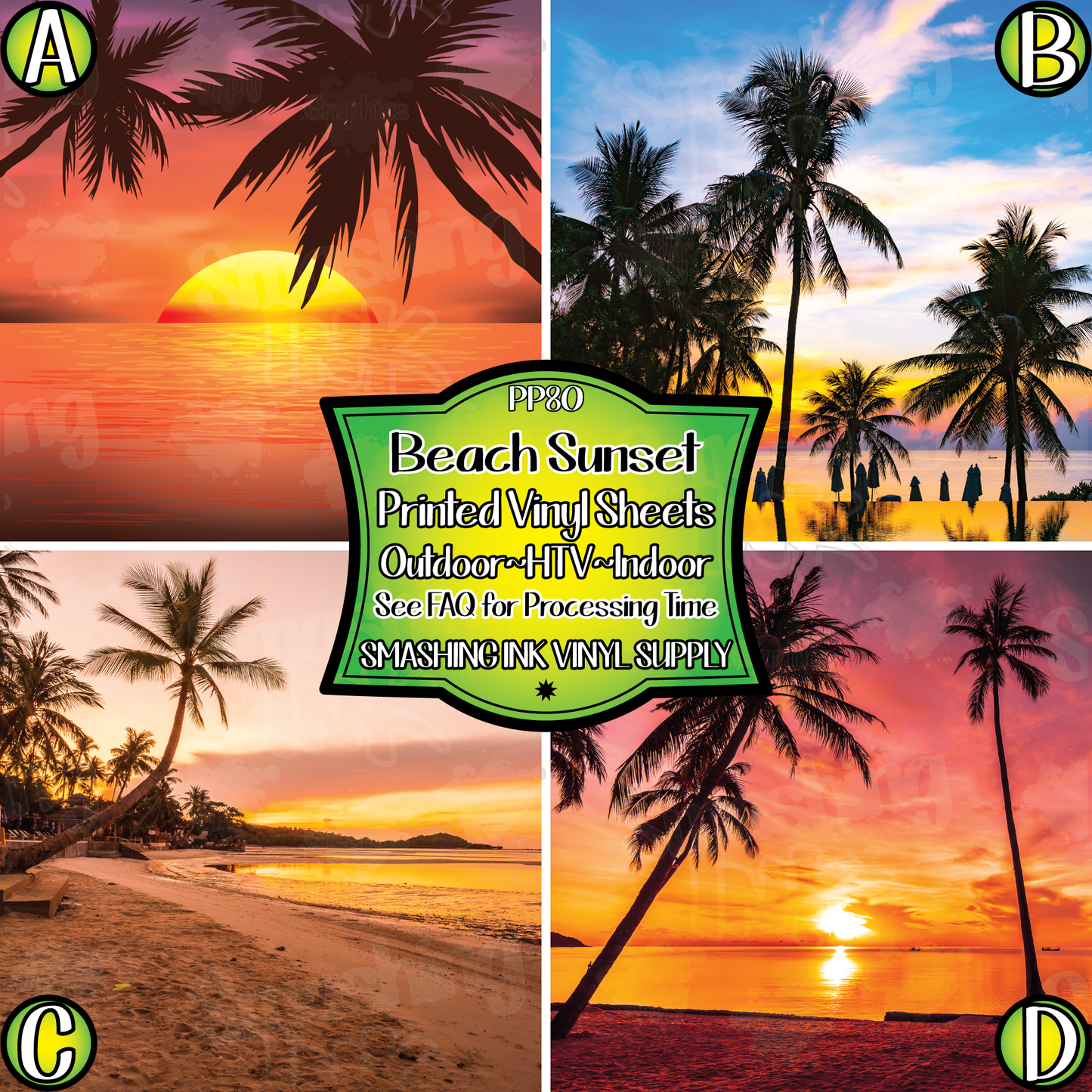 Beach Sunset ★ Printed Vinyl Sheets | Faux Leather | Laser Safe