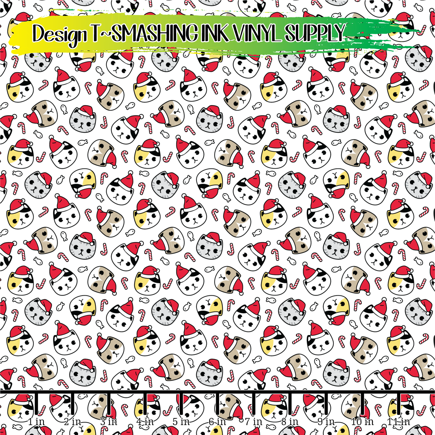 Meowy Christmas ★ Printed Vinyl Sheets | Faux Leather | Laser Safe