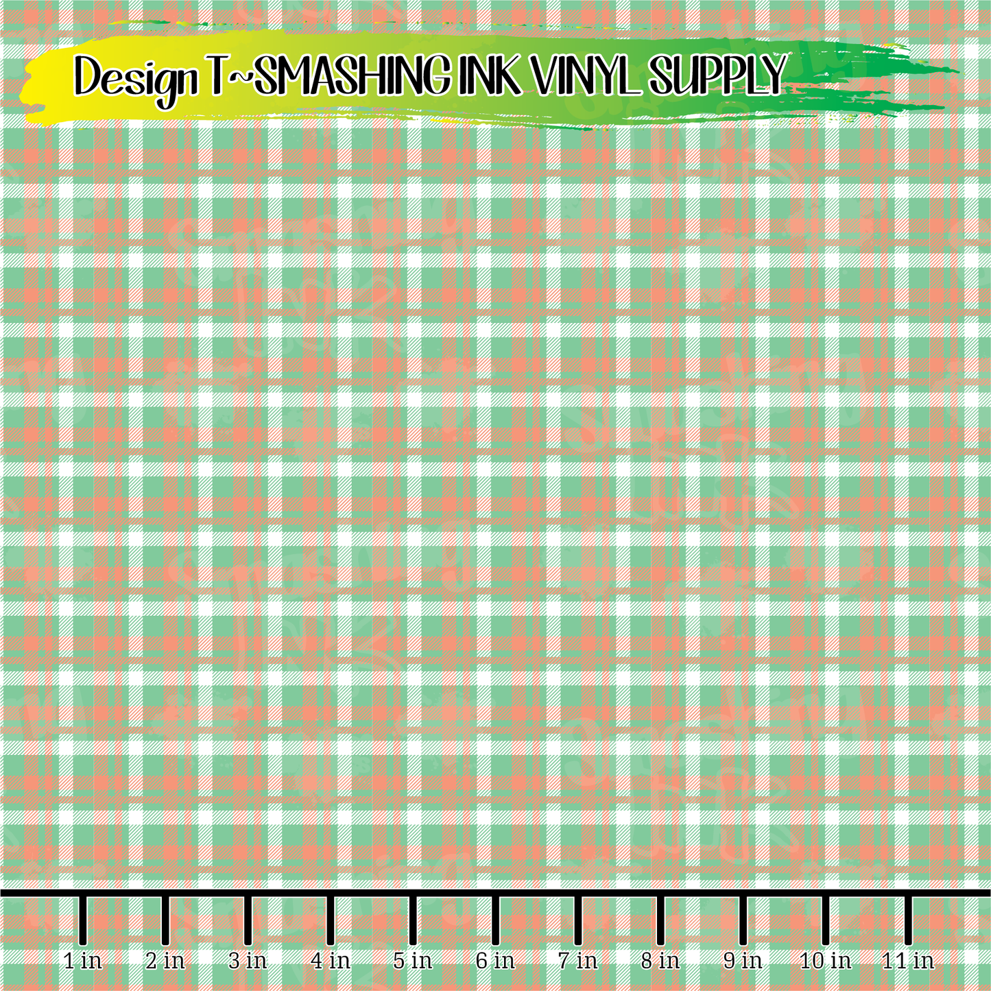 Teal Coral Plaid ★ Printed Vinyl Sheets | Faux Leather | Laser Safe