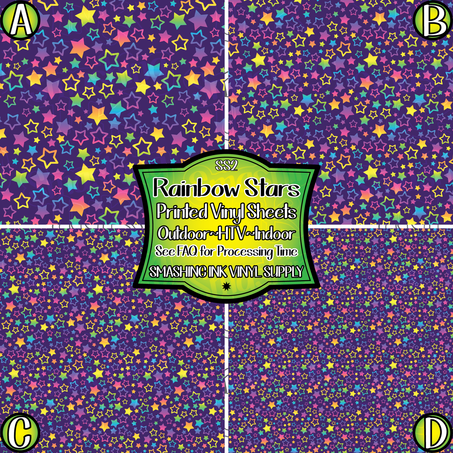 Rainbow Stars ★ Printed Vinyl Sheets | Faux Leather | Laser Safe