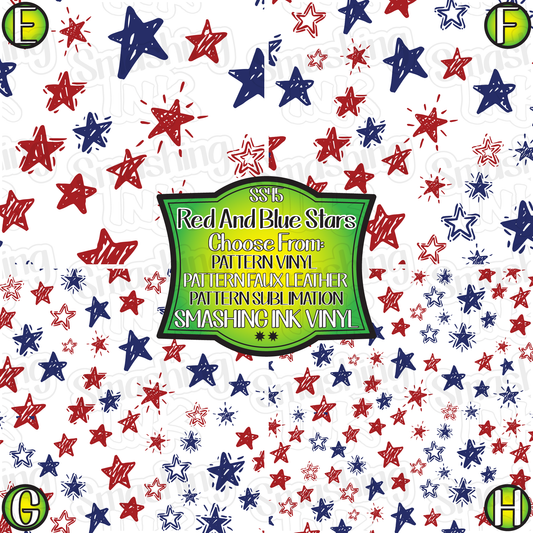 Red And Blue Stars ★ Pattern Vinyl | Faux Leather | Sublimation (TAT 3 BUS DAYS)