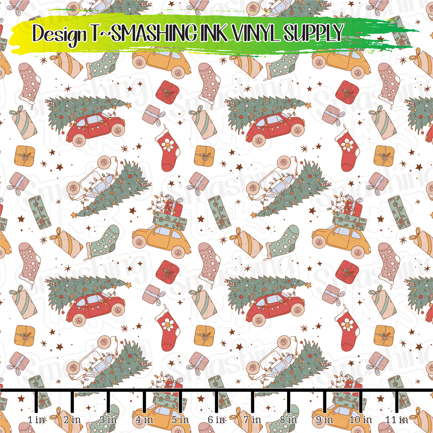 Christmas Cars ★ Printed Vinyl Sheets | Faux Leather | Laser Safe