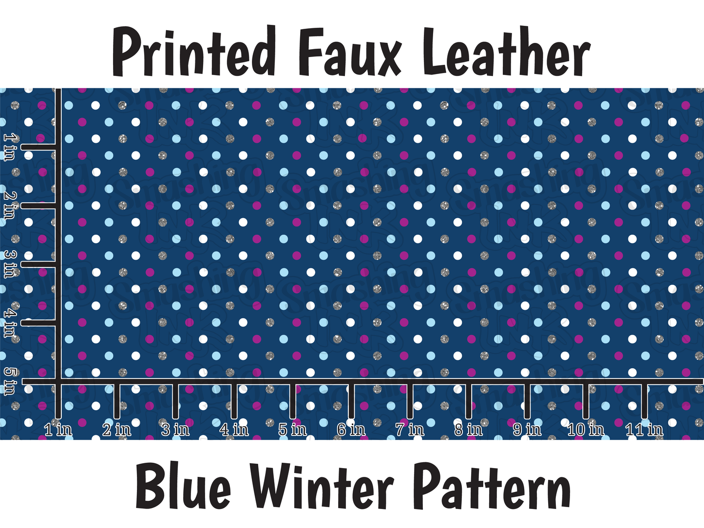 Blue Winter Pattern - Faux Leather Sheet (SHIPS IN 3 BUS DAYS)