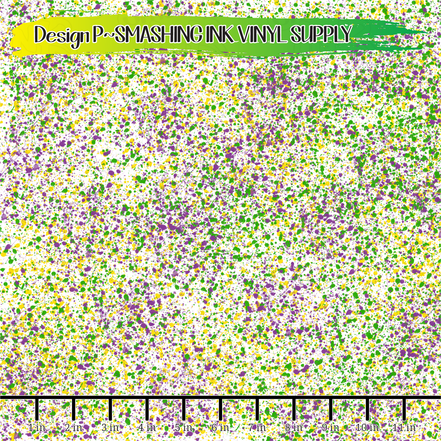 Mardi Gras Splatter ★ Printed Vinyl Sheets | Faux Leather | Laser Safe