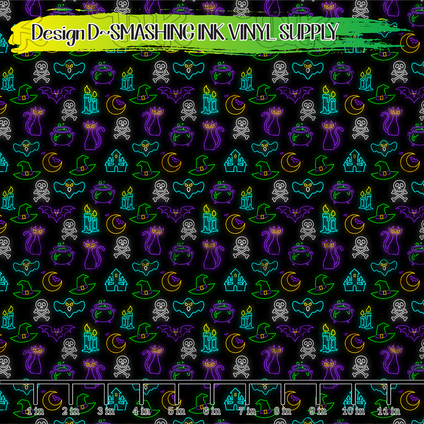 Neon Halloween ★ Printed Vinyl Sheets | Faux Leather | Laser Safe