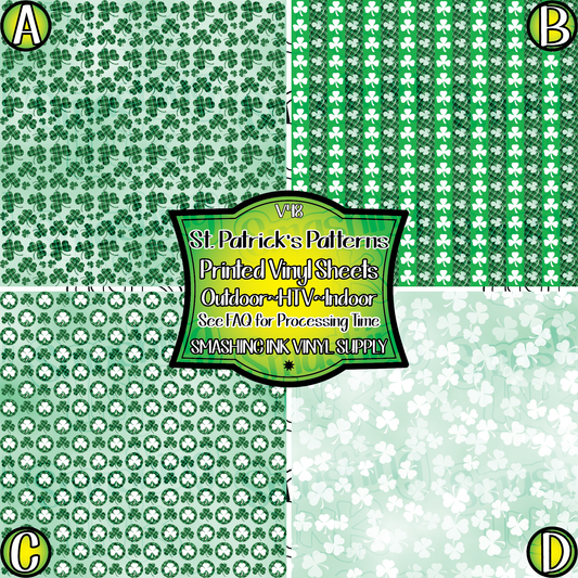 St. Patrick's Day Patterns ★ Pattern Vinyl | Faux Leather | Sublimation (TAT 3 BUS DAYS)
