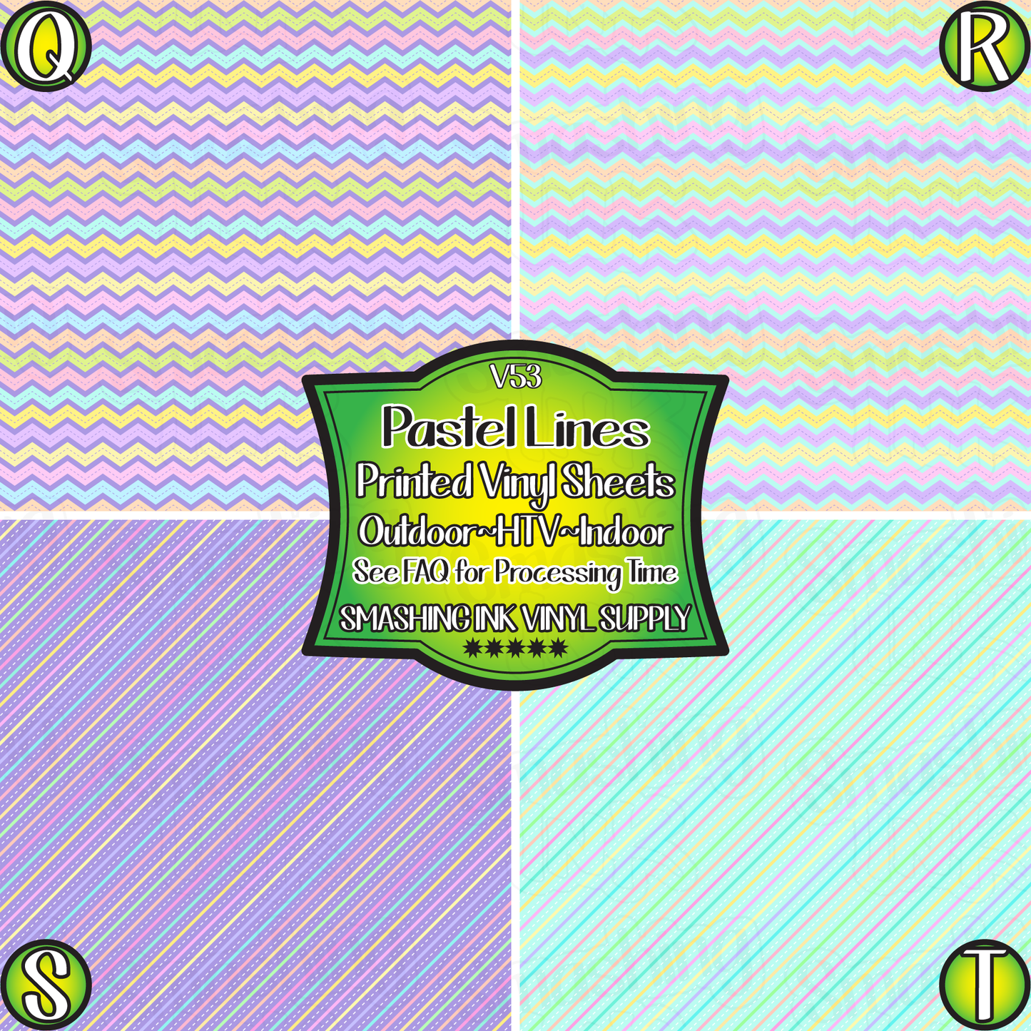 Pastel Lines ★ Printed Vinyl Sheets | Faux Leather | Laser Safe