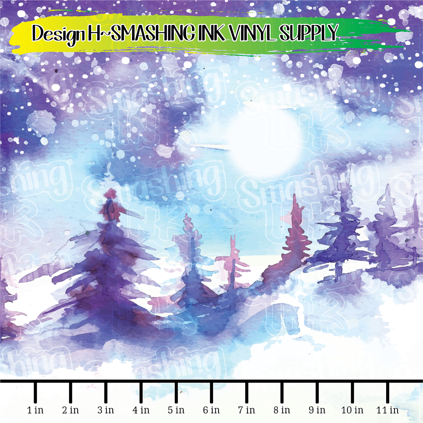 WINTER WATERCOLOR ★ Printed Vinyl Sheets | Faux Leather | Laser Safe