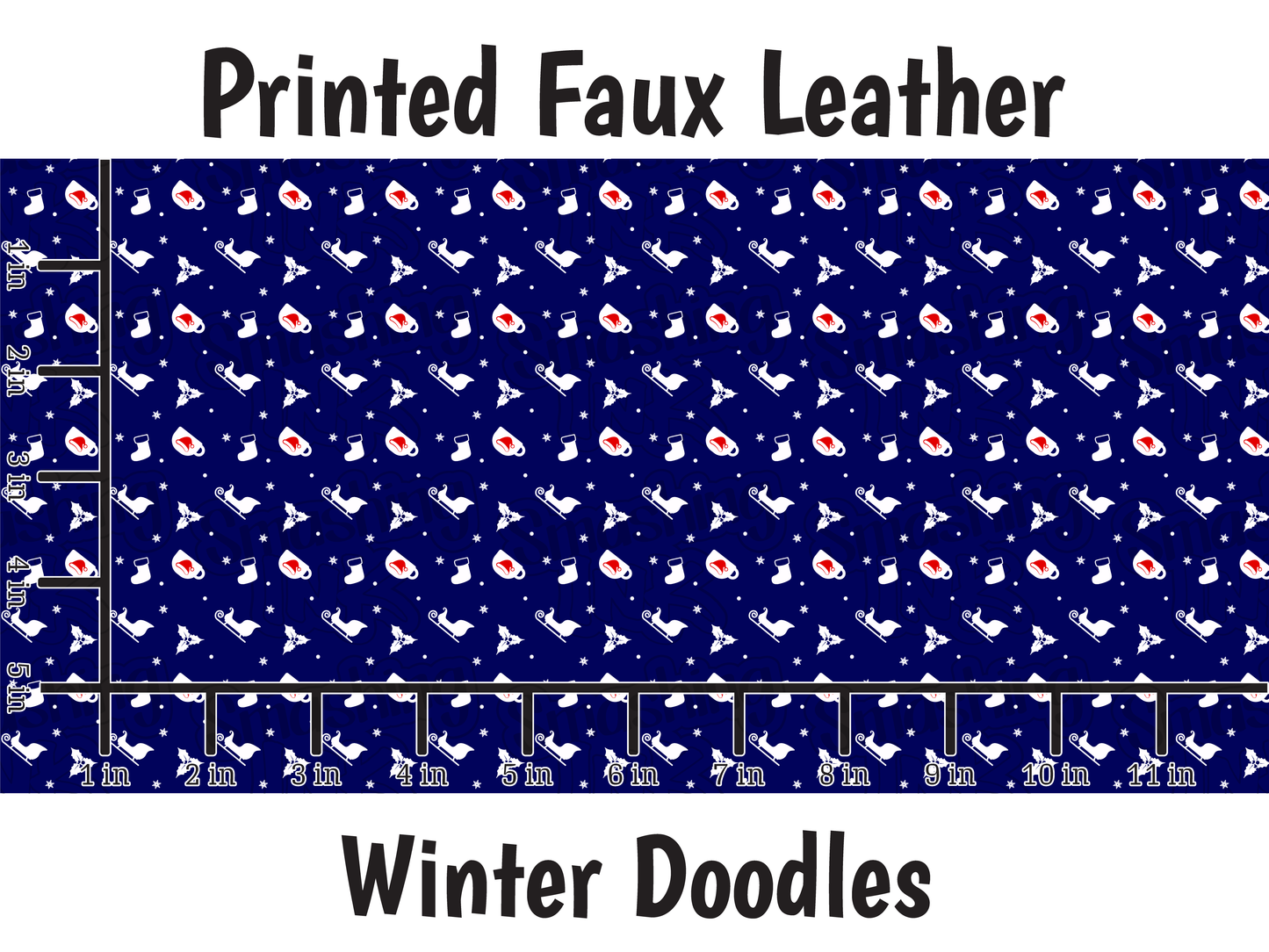 Winter Doodles - Faux Leather Sheet (SHIPS IN 3 BUS DAYS)