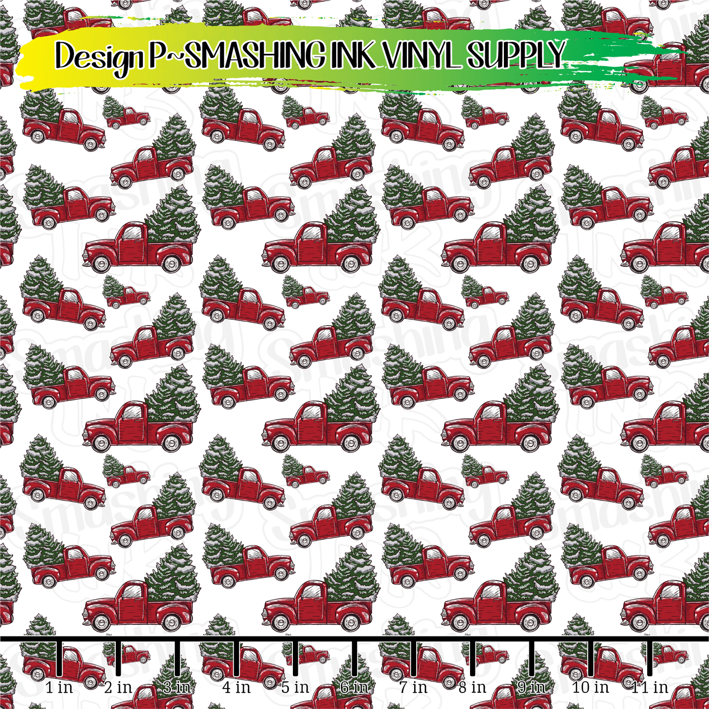 Christmas Trucks ★ Printed Vinyl Sheets | Faux Leather | Laser Safe
