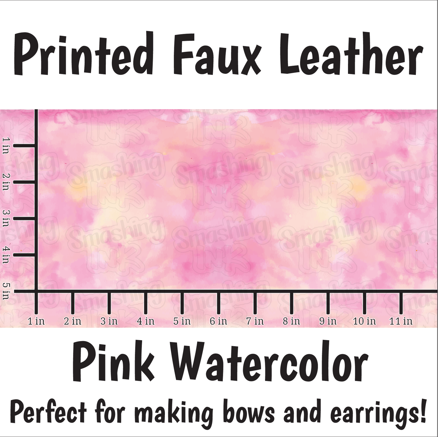 Pink Watercolor - Faux Leather Sheet (SHIPS IN 3 BUS DAYS)