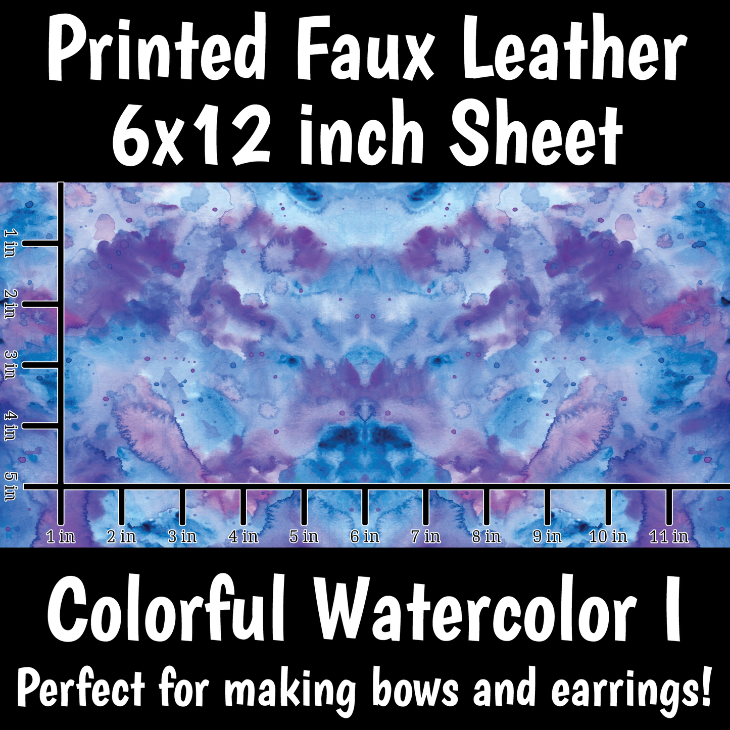 Colorful Watercolor I - Faux Leather Sheet (SHIPS IN 3 BUS DAYS)