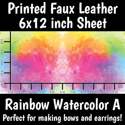 Rainbow Watercolor - Faux Leather Sheet (SHIPS IN 3 BUS DAYS)