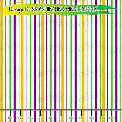 Mardi Gras Stripes ★ Laser Safe Adhesive Film (TAT 3 BUS DAYS)