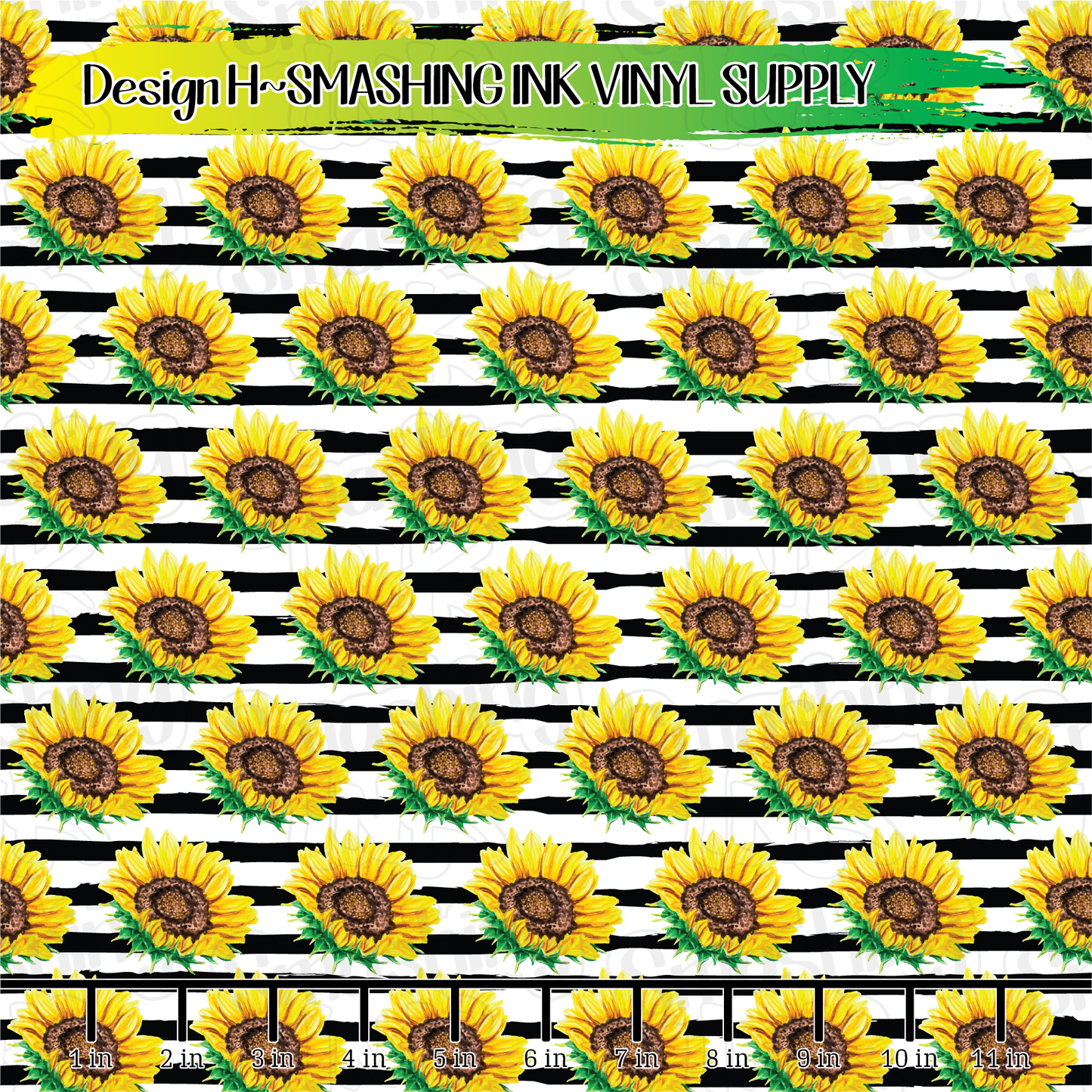 Sunflower Stripes ★ Printed Vinyl Sheets | Faux Leather | Laser Safe