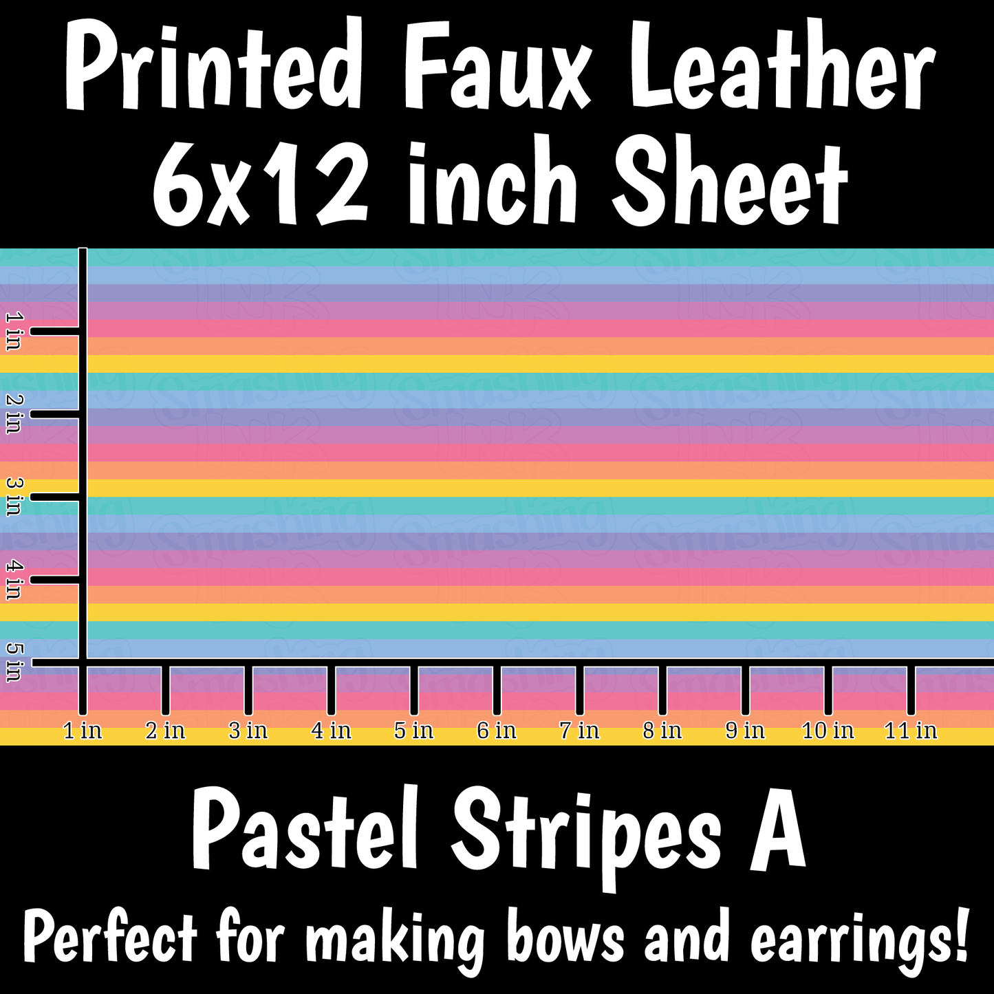 Pastel Stripes A - Faux Leather Sheet (SHIPS IN 3 BUS DAYS)