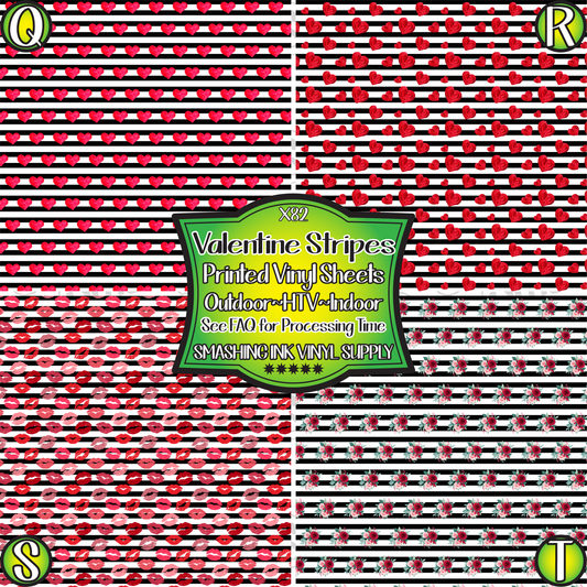 Valentine Stripes ★ Printed Sheets | Faux Leather | Laser Safe