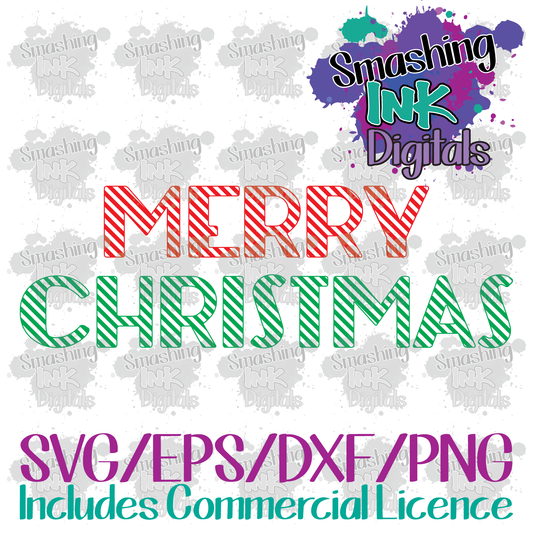 Striped Merry Christmas - SVG Cutting File