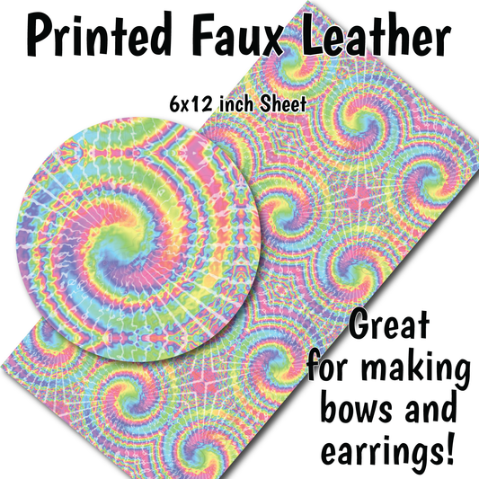 Rainbow Tie Dye - Faux Leather Sheet (SHIPS IN 3 BUS DAYS)