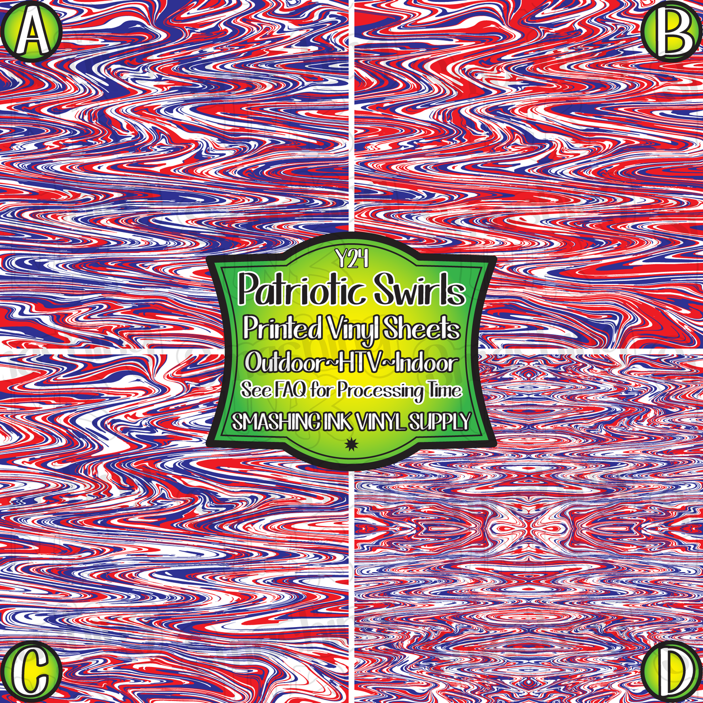 Patriotic Swirls ★ Printed Vinyl Sheets | Faux Leather | Laser Safe