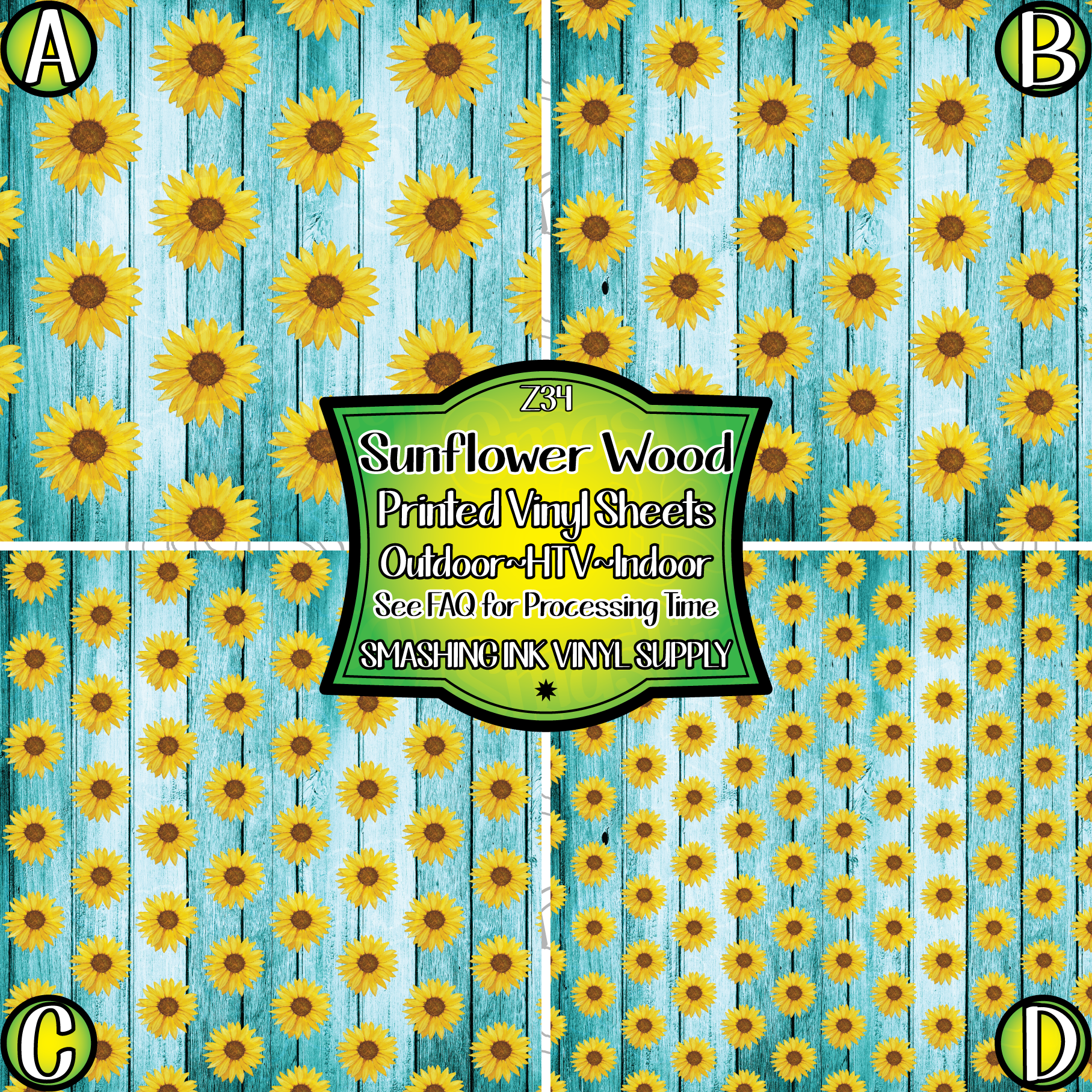 Sunflower Wood ☆ Pattern Vinyl, Faux Leather