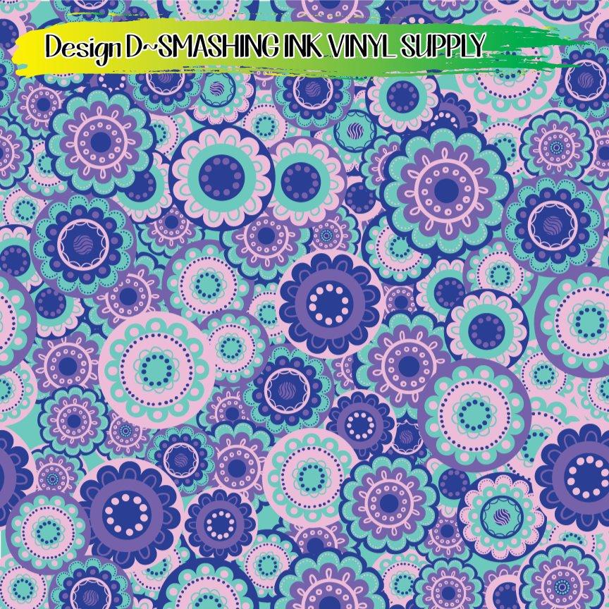 Floral Circle Pattern ★ Printed Vinyl Sheets | Faux Leather | Laser Safe