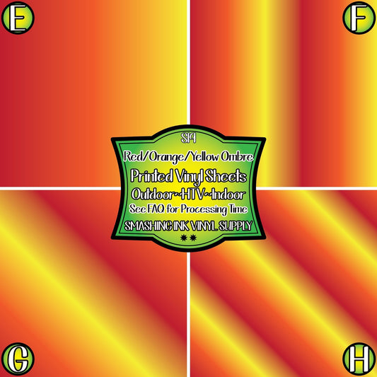 Red Orange Yellow Ombre ★ Pattern Vinyl | Faux Leather | Sublimation (TAT 3 BUS DAYS)