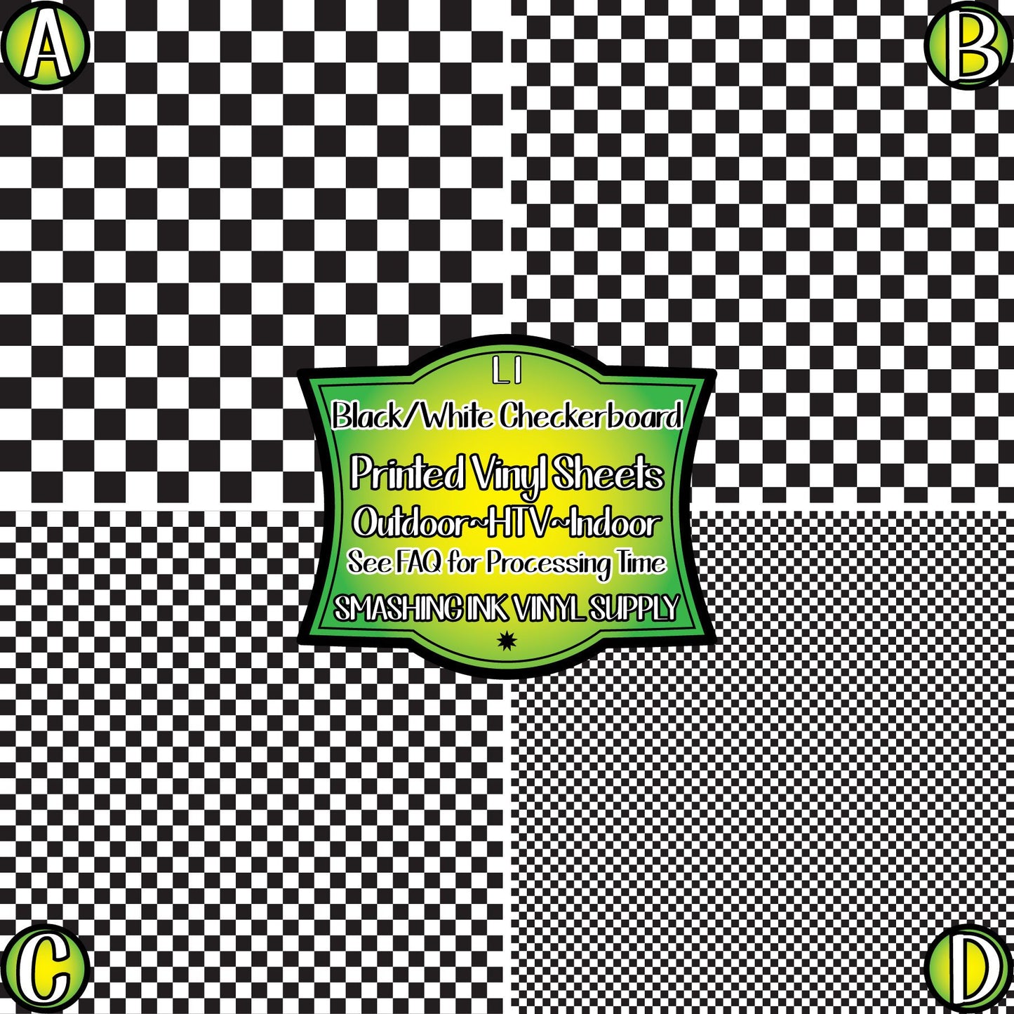 Black White Checker ★ Printed Vinyl Sheets | Faux Leather | Laser Safe