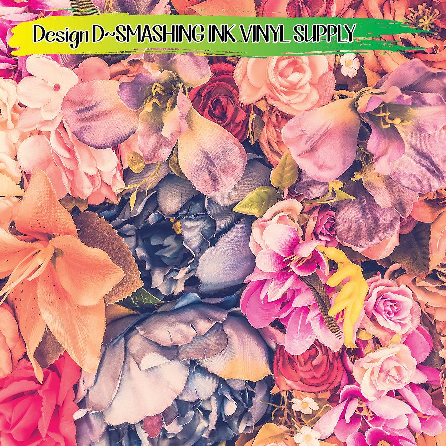 Vintage Flower Petal ★ Printed Vinyl Sheets | Faux Leather | Laser Safe