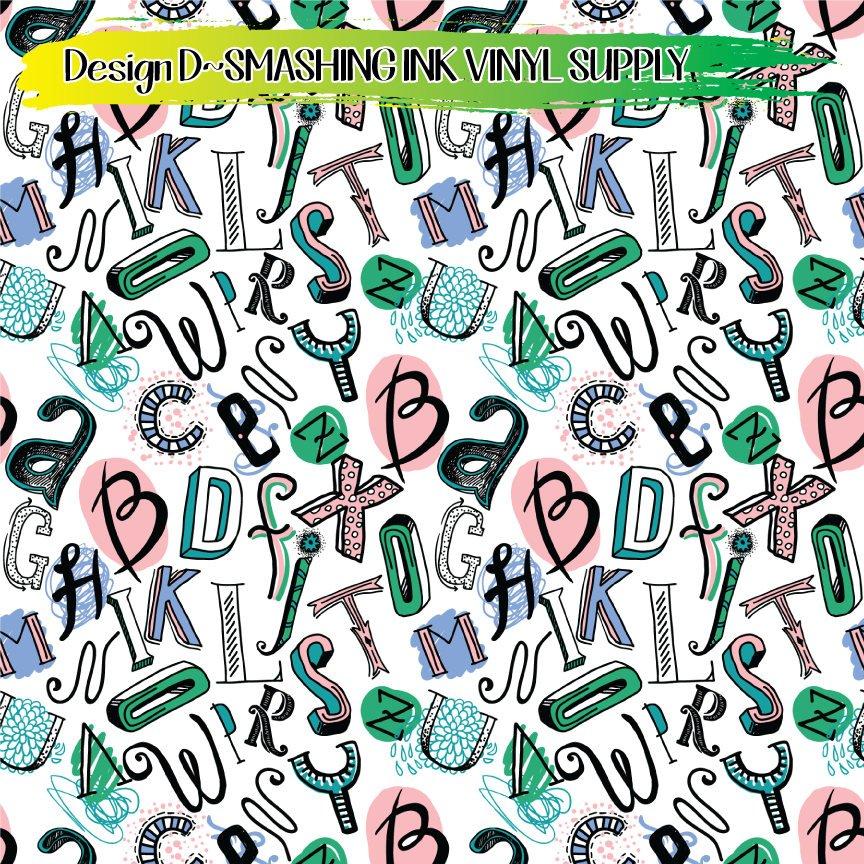 Whimsical Letters ★ Printed Vinyl Sheets | Faux Leather | Laser Safe
