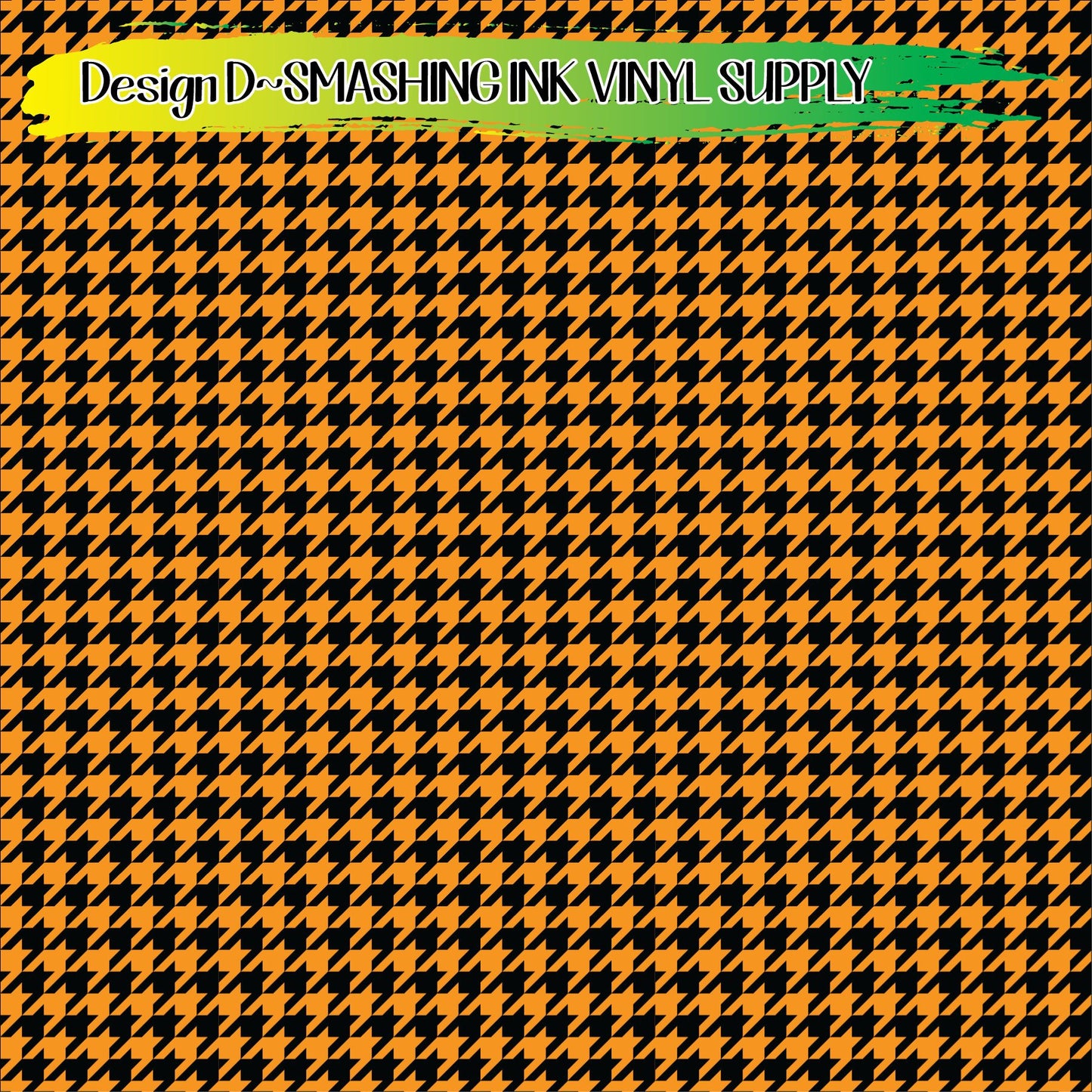 Orange Black Houndstooth ★ Printed Vinyl Sheets | Faux Leather | Laser Safe