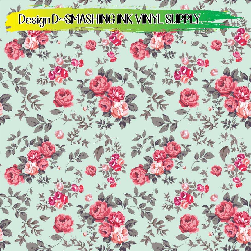 Vintage Floral Print ★ Printed Vinyl Sheets | Faux Leather | Laser Safe