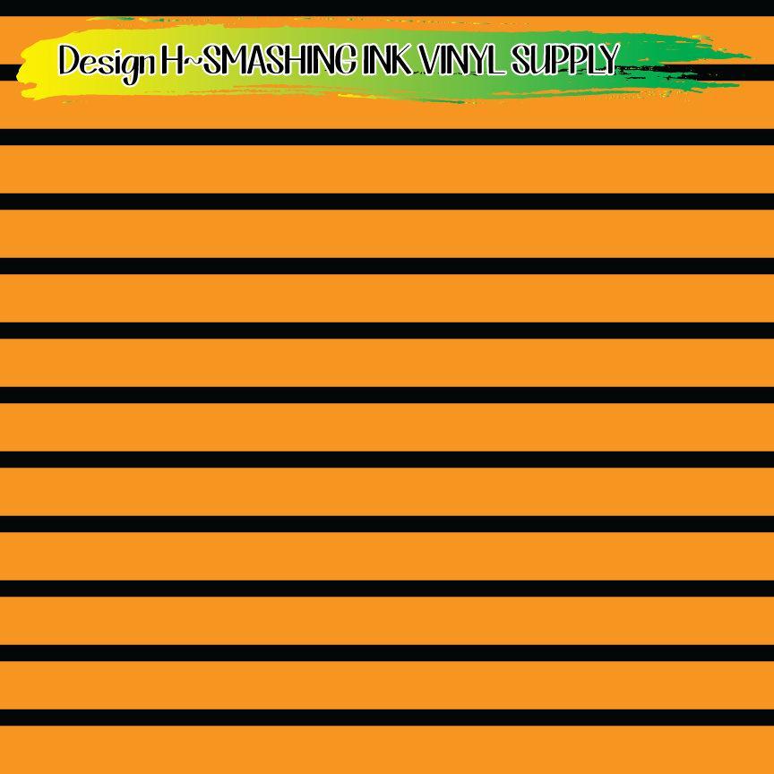 Orange Black Stripes ★ Printed Vinyl Sheets | Faux Leather | Laser Safe
