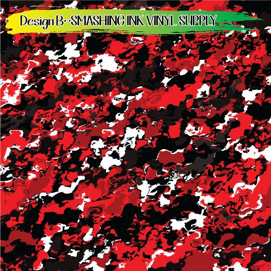 Red Black Camo ★ Printed Sheets | Faux Leather | Laser Safe