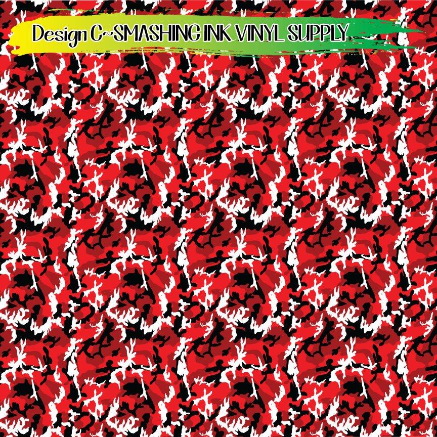 Red Black Camo ★ Printed Sheets | Faux Leather | Laser Safe