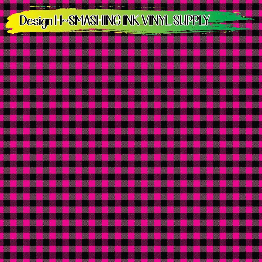 Pink Buffalo Plaid ★ Printed Vinyl Sheets | Faux Leather | Laser Safe